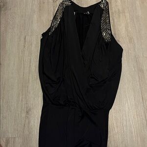 Forplay Black Sleeveless Jumpsuit with Gold Accents